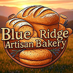 Blue Ridge Artisan Bakery's logo of fresh bread with fresh lavender and the mountains in the background