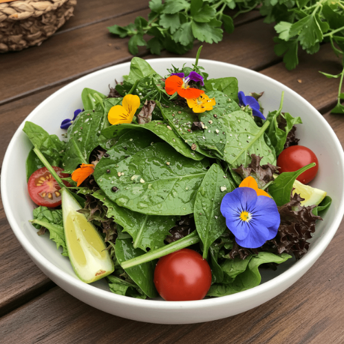 A salad bowl with tomatoes and parsnip.