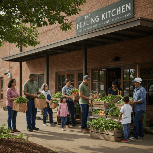 People browsing a farmer's market